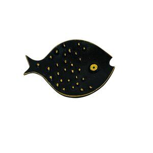 Handcrafted Black Yellow Fish-Shaped Trinket Dish Walter Bosse Herta Baller. Bal